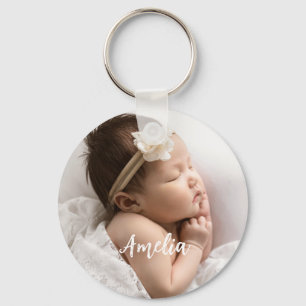 Cute Custom Baby Photo  Name Keychain