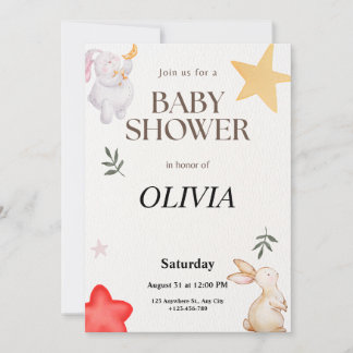 Cute Custom Baby Shower Invitation with Bunny