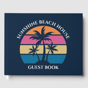 Cute Custom Beach House Palm Tree Guest Book