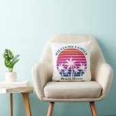 Cute Custom Beach House Palm Tree Tropical Sunset Throw Pillow (Chair)