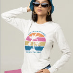 Cute Custom Beach Trip Long Sleeve Women's T-Shirt<br><div class="desc">This cute tropical palm tree sunset women's long sleeve t-shirt is perfect for a summer beach trip with your college friends or a fun cruise ship getaway vacation with the family. Personalize a set of customized tees for your group outing to the coast or an island family reunion in Florida...</div>