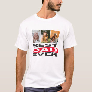 Cute Custom Best Dad Ever 3 Photo T-Shirt