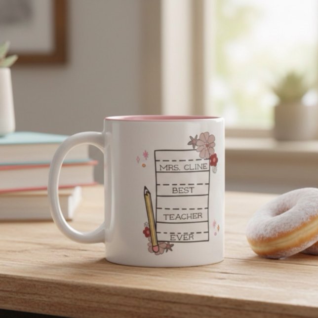 Cute Custom Best Teacher  Two-Tone Coffee Mug (Creator Uploaded)