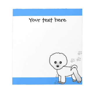 Cute Custom Bichon Frise Cartoon  - Pawprint Blue Notepad