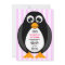 Cute Custom Birthday Party Penguin Invite - Pink