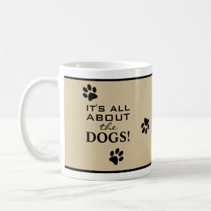 Cute Custom Black Paw Print Typography Dog Lover Coffee Mug