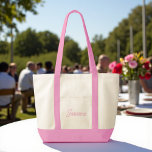 Cute Custom Bridesmaid Gift Pink Tote Bag<br><div class="desc">Searching for a sweet and sentimental gift for your bridesmaids? Look no further than our Cute Custom Bridesmaid Gift Pink Tote Bag! Crafted from high-quality materials, this tote is both stylish and practical. Add a personal touch by customizing each bag with their names or initials. Your bridesmaids will adore this...</div>