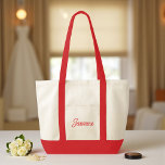 Cute Custom Bridesmaid Gift Red Tote Bag<br><div class="desc">Make your bridesmaids smile with these adorable custom red tote bags! Perfect for carrying all their wedding day essentials,  these bags are both stylish and practical. Show your appreciation with a thoughtful and personalized gift they'll love.</div>