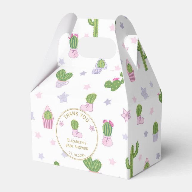 Cute Custom Cactus Baby Shower Favor Box (Front Side)