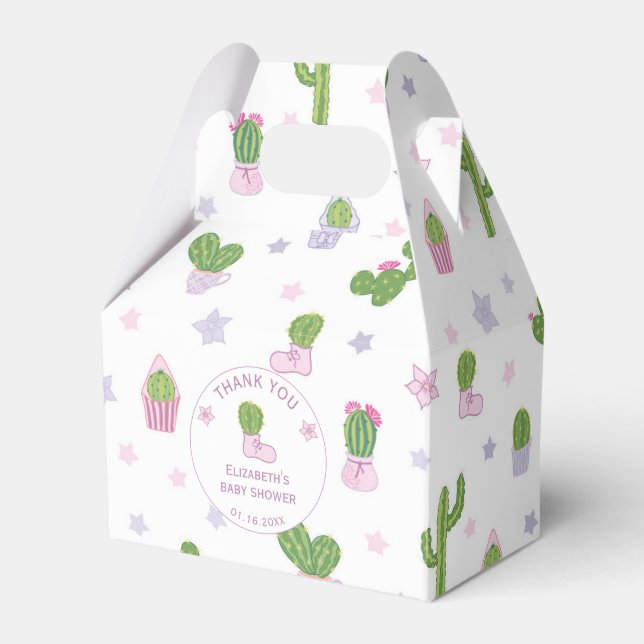 Cute Custom Cactus Baby Shower Favor Box (Front Side)
