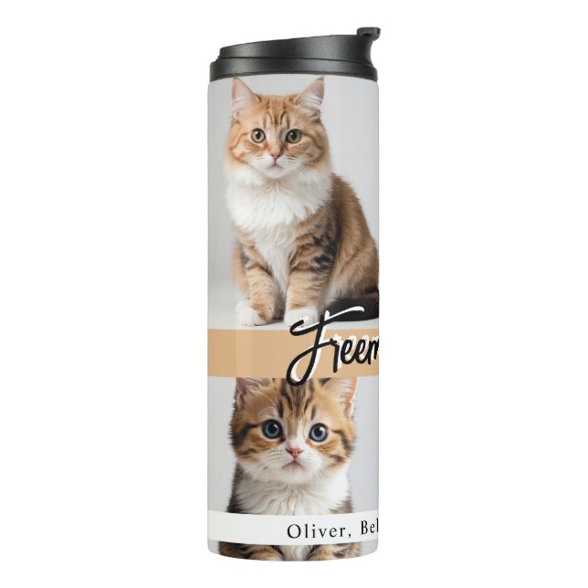 Cute Custom Cat Photo Family Thermal Tumbler (Rotated Left)