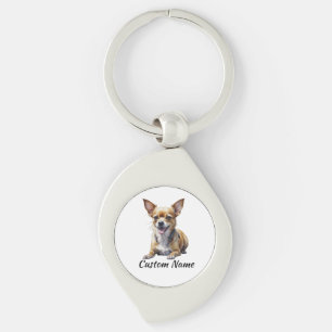 Cute Custom Chihuahua  Dog Pet Dog Lover Art Keychain