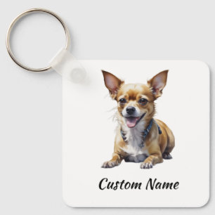 Cute Custom Chihuahua  Dog Pet Dog Lover Art Keychain