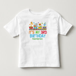 Cute Custom Circus Animal Train 3rd Birthday Toddler T-shirt