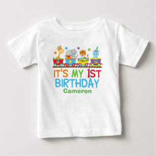 Cute Custom Circus Animal Train My 1st Birthday Baby T-Shirt