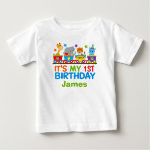 Cute Custom Circus Animal Train My 1st Birthday Baby T-Shirt