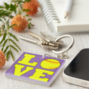 Cute Custom Colour Fastpitch Softball Love Keychai Keychain