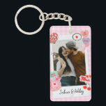 Cute Custom Couple Photos and Text Gift Keychain<br><div class="desc">Create a timeless keepsake with our Custom Photo Shirt for Couples! Personalize it with your favourite couple photos in a retro-inspired design, perfect for anniversaries, Valentine’s Day, or just because. You can customize it with your photos and text. This shirt is a unique gift to celebrate love. This trendy tee...</div>