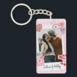 Cute Custom Couple Photos and Text Gift Keychain<br><div class="desc">Create a timeless keepsake with our Custom Photo Shirt for Couples! Personalize it with your favourite couple photos in a retro-inspired design, perfect for anniversaries, Valentine’s Day, or just because. You can customize it with your photos and text. This shirt is a unique gift to celebrate love. This trendy tee...</div>