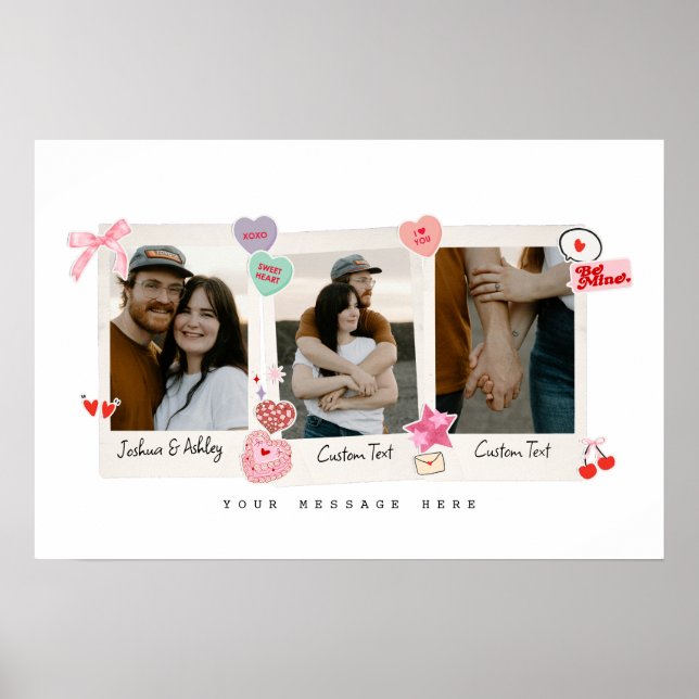 Cute Custom Couple Photos and Text Gift Poster (Front)