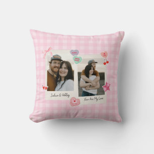 Cute Custom Couple Photos and Text Gift Throw Pillow