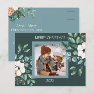 Cute Custom Couples Christmas Holiday Postcard