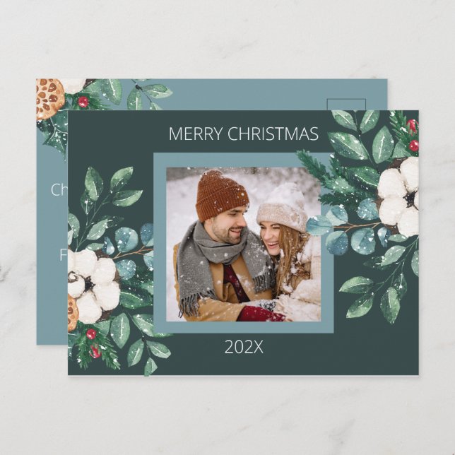 Cute Custom Couples Christmas  Holiday Postcard (Front/Back)