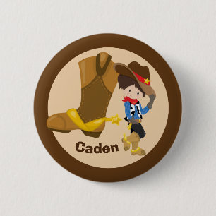Cute Custom Cowboy Birthday Boy Party 2 Inch Round Button