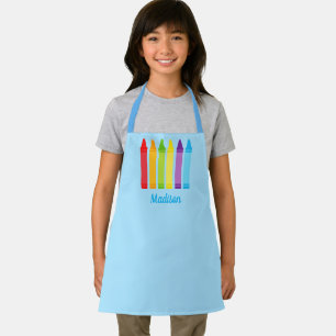 Cute Custom Crayon Elementary School Kids Apron