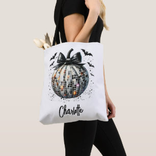 Cute Custom Disco Ball Halloween Pumpkin Tote Bag