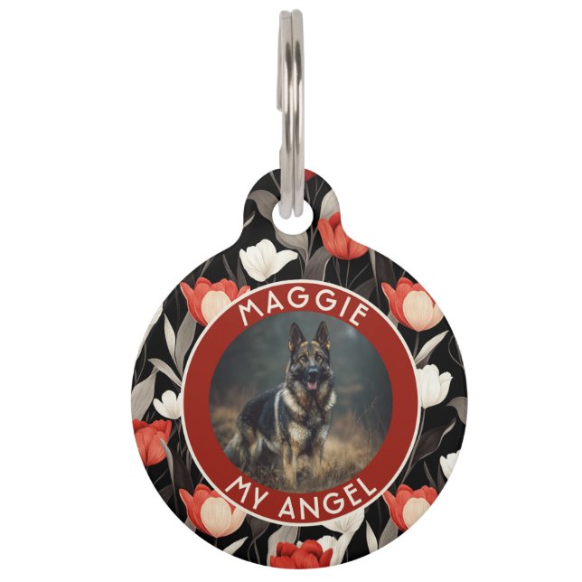 Cute Custom Dog Gift Tulip Pet Tag (Front)