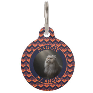 Cute Custom Dog Lover Present Chevron Motif Pet Tag