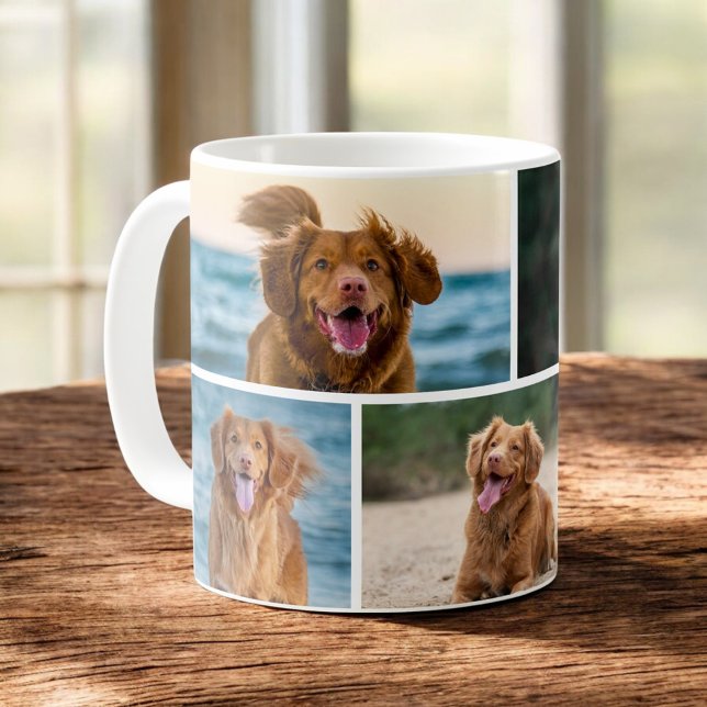 Cute Custom Dog Photo Collage Personalized Coffee Mug (Creator Uploaded)