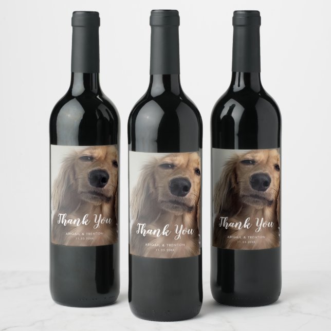 Cute Custom Dog Photo Wine Label (Bottles)