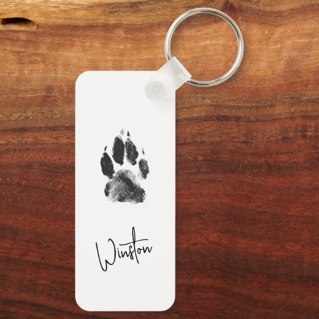 Cute Custom Dog Photos Collage Paw Print Keychain (Back)