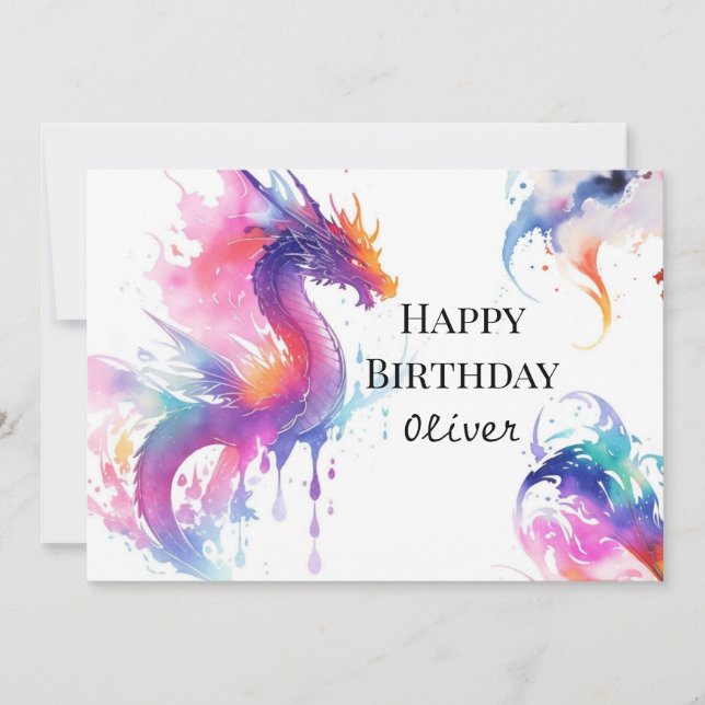 Cute Custom Dragon Birthday Card (Front)