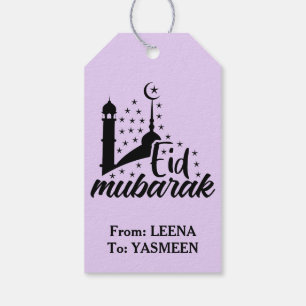 Cute Custom Eid Mubarak Cute Purple Eid Gift Tag