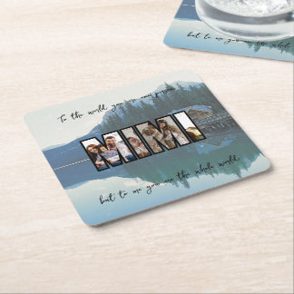 Cute Custom Family Photo Square Paper Coaster