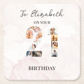 Cute Custom  Family Photo  Square Paper Coaster