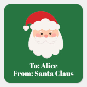 Cute Custom From Santa Claus Green Christmas Gift  Square Sticker