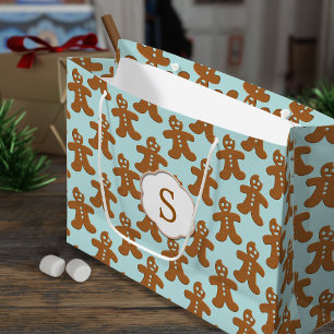 Cute Custom Gingerbread Man Pattern Large Gift Bag