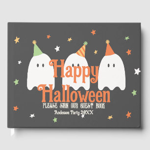 Cute Custom Green Orange Ghost Guest Book