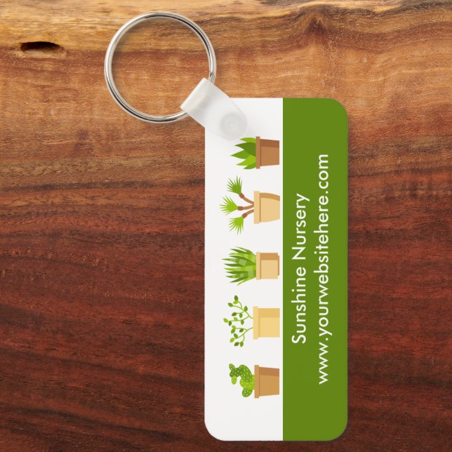 Cute Custom Green Plant Nursery Gardening Keychain (Front)