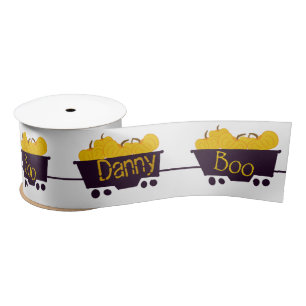 Cute Custom Halloween Train Satin Ribbon