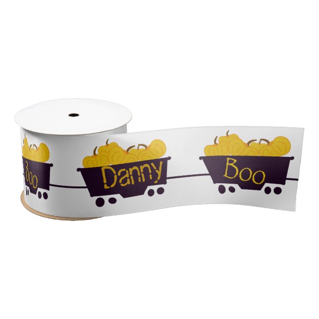 Cute Custom Halloween Train Satin Ribbon (Spool)