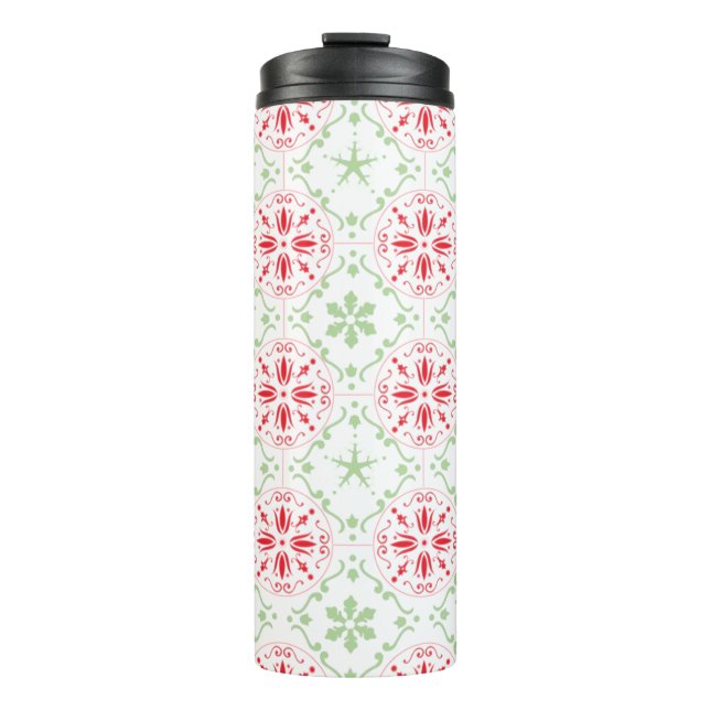 Cute Custom Holiday Christmas Snowflake Pattern Thermal Tumbler (Front)