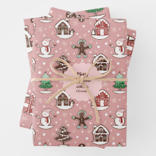 Cute Custom Holiday Cookie Pattern Christmas Wrapping Paper Sheet