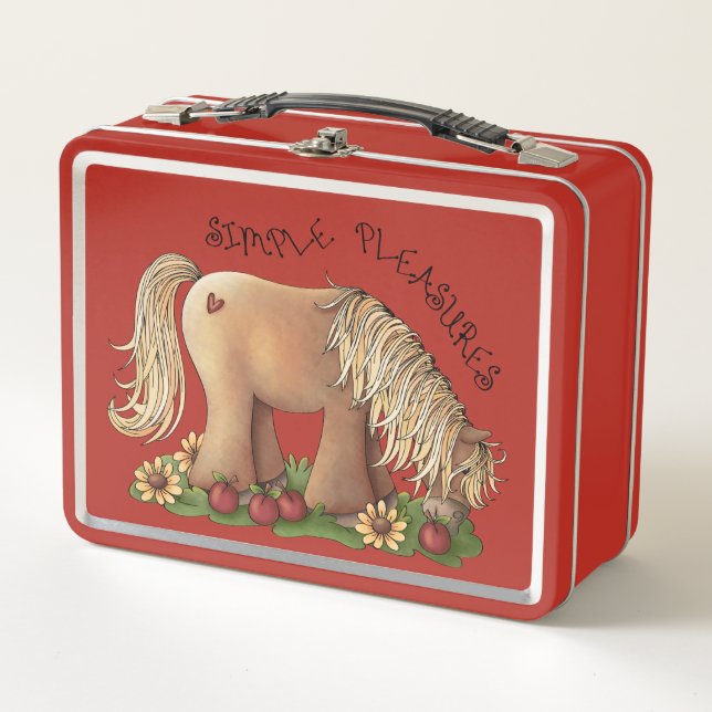 Cute Custom Inspirational Red Metal Lunch Box (Front)