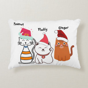 Cute Custom Kitty Cat Christmas  Accent Pillow