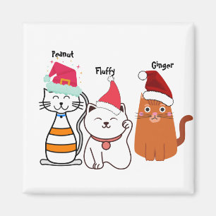 Cute Custom Kitty Cat Christmas Magnet